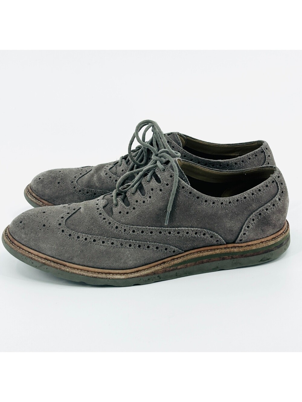 Vintage Y2K Cole Haan Gray Suede Brogue Oxford Dress Shoes